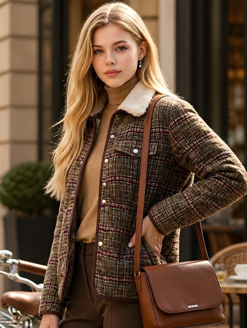 Lauren Ralph Lauren Multicolor Houndstooth Quilted Coat Corduroy Trim XL